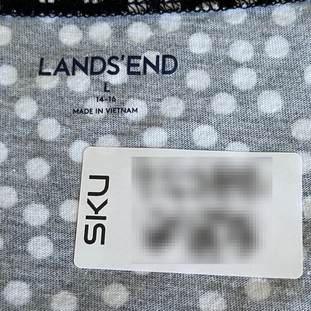 Lands End Womens Black White Polka Dot Cotton Sleeveless V-Neck Shift Dress L - Picture 3 of 7